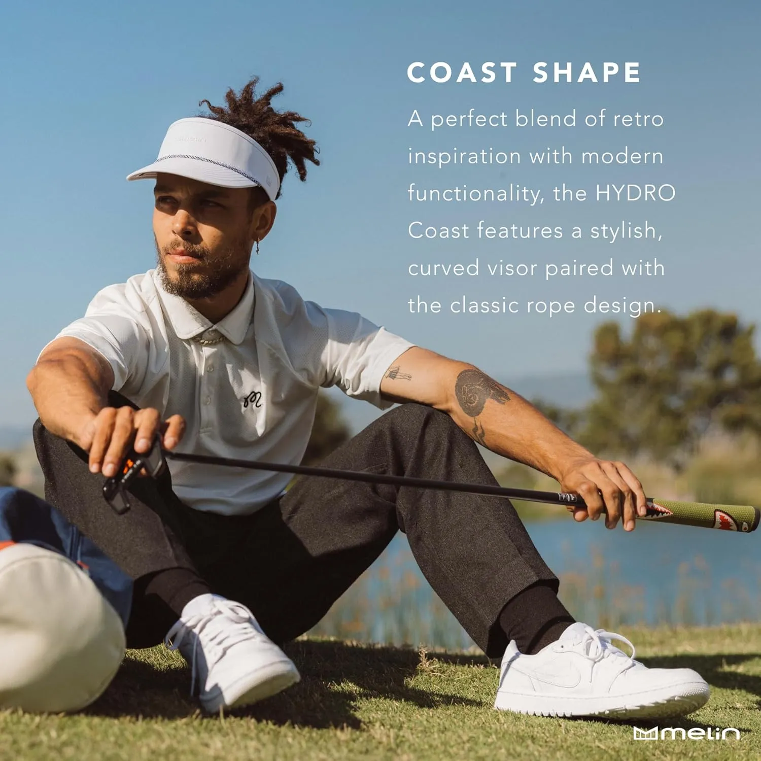 melin Coast Links Hydro, Mens Sun Visor, Sun Hats for Women & Men, Water-Resistant, Golf, Running, Workout, or Beach Hat