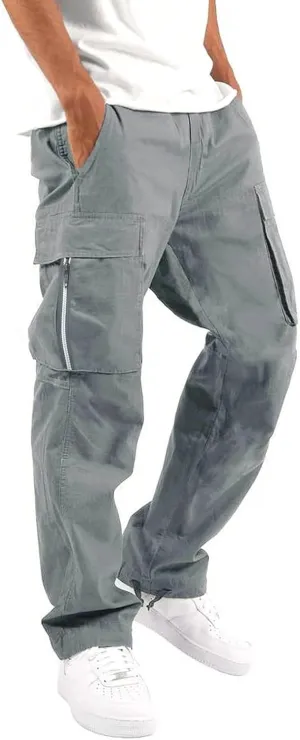 Mens Outdoor Hiking Cargo Pants Hat Multi Woven Pocket Foot Rope Solid Pants Street Cargo Cargo Tactical Pants for