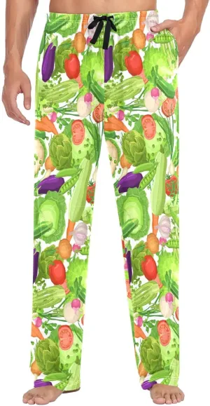 Men's Pajama Bottoms Fresh Vegetables Red Pepper Mens Pajama Pants Cute Cabbage Tomatoes Cotton Pj Bottoms Sleepwear S