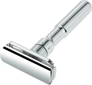 MERKUR FUTUR 701 Adjustable Double Edge Safety Razor - Bright Chrome | Adjustable Razor With Dial | Made in Germany | Plastic-Free | Snap-On Cap Design | Straight Bar