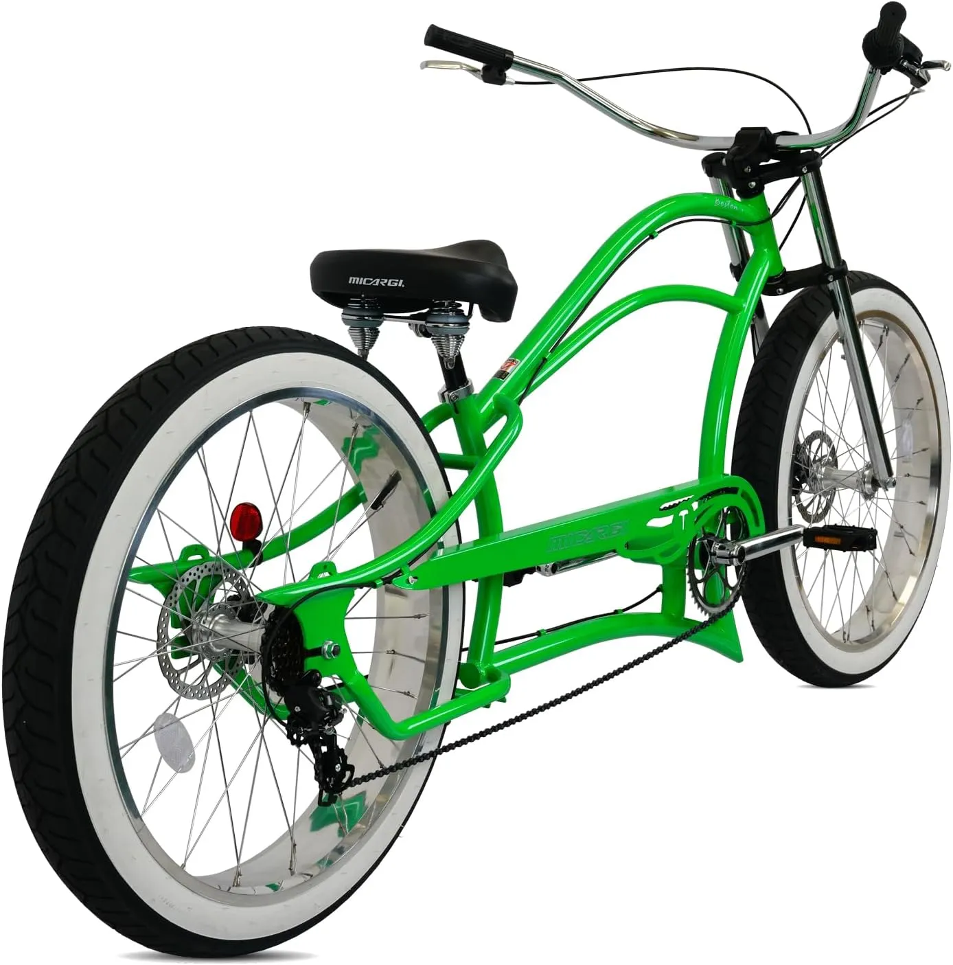 MICARGI 26" 7/GT7/3I DS Speed Bicycles Boston Chopper-Style Stretch Cruiser Bikes, Hi-Ten Steel Frame for Adult Women Men,Multiple Colors