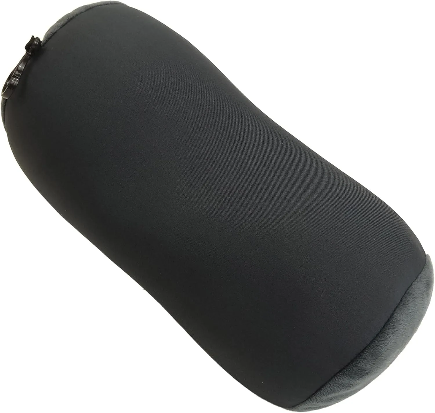 Microbead Bolster Tube Travel Pillow - Compact Neck Roll Pillow for Airplane, Car, or Home - Soft Lumbar Support Pillow – Charcoal