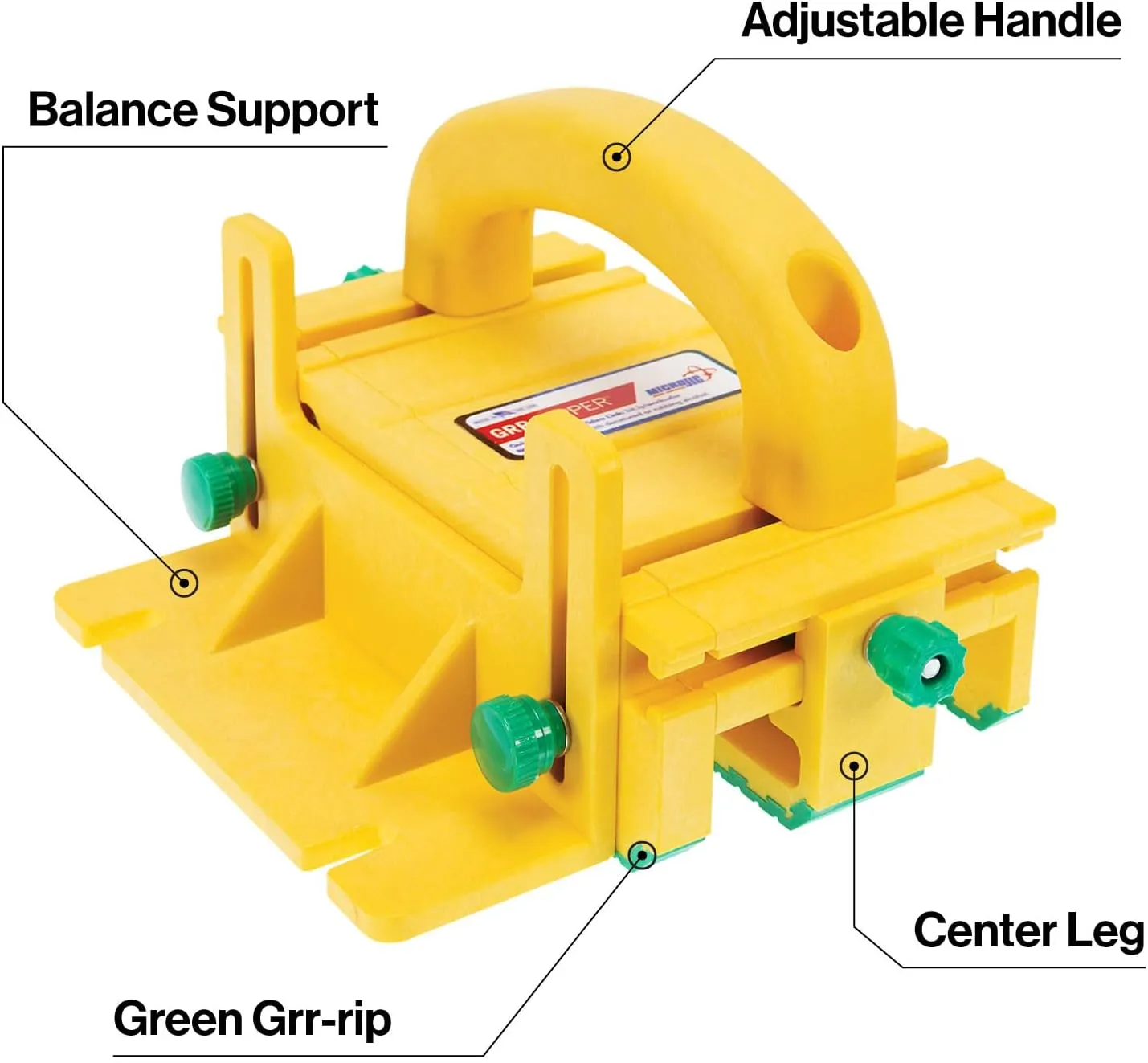MICROJIG GRR-RIPPER GR-100 3D Table Saw Pushblock, Yellow