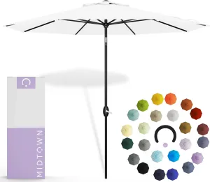 Midtown Umbrellas The Lean Outdoor Umbrella With Terylast Polyester Fabric - 8 Ribs Aluminum Frame Patio Umbrella With Zinc Alloy Crank Lift And Auto-Tilt System