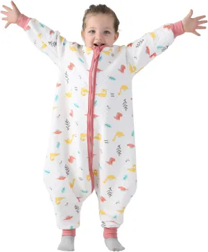 Miipat Toddler Sleep Sack with Feet 1.5 TOG Sleeping Bag Long Sleeves Unisex Dinosaur Wearable Blanket for Early Walkers 1-5T