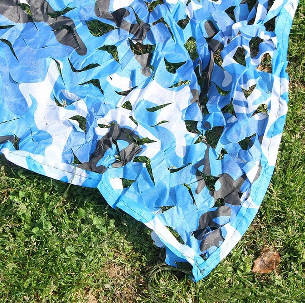 Military Camo Netting Woodland Desert Camouflage Net UV Resistant Greenhouse Plant Shade Netting for Hunting Camping Hiding - Blue