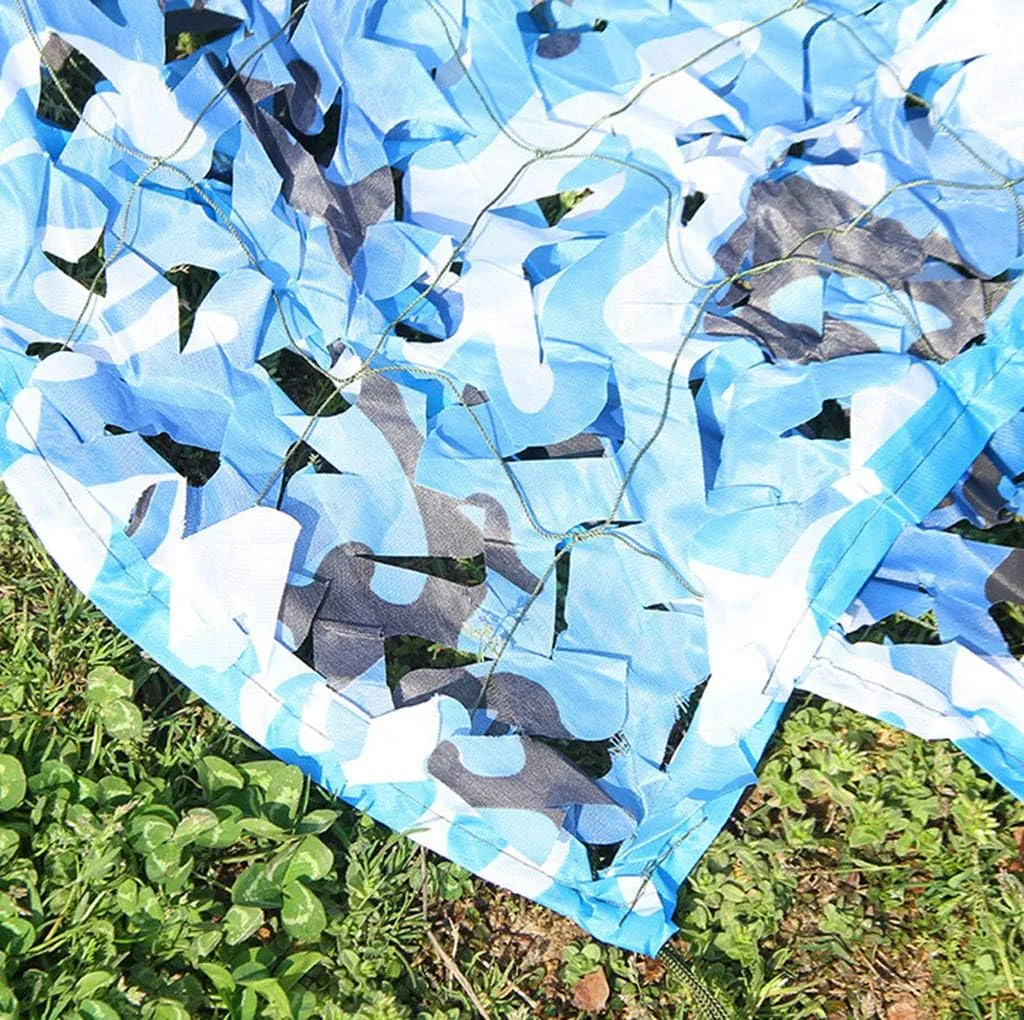 Military Camo Netting Woodland Desert Camouflage Net UV Resistant Greenhouse Plant Shade Netting for Hunting Camping Hiding - Blue