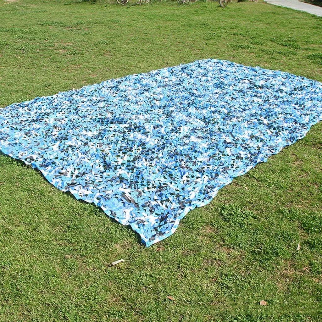 Military Camo Netting Woodland Desert Camouflage Net UV Resistant Greenhouse Plant Shade Netting for Hunting Camping Hiding - Blue