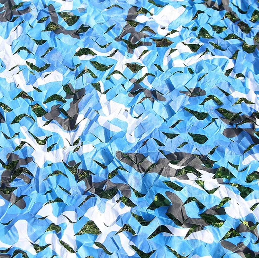 Military Camo Netting Woodland Desert Camouflage Net UV Resistant Greenhouse Plant Shade Netting for Hunting Camping Hiding - Blue