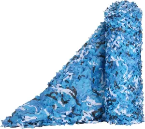 Military Camo Netting Woodland Desert Camouflage Net UV Resistant Greenhouse Plant Shade Netting for Hunting Camping Hiding - Blue