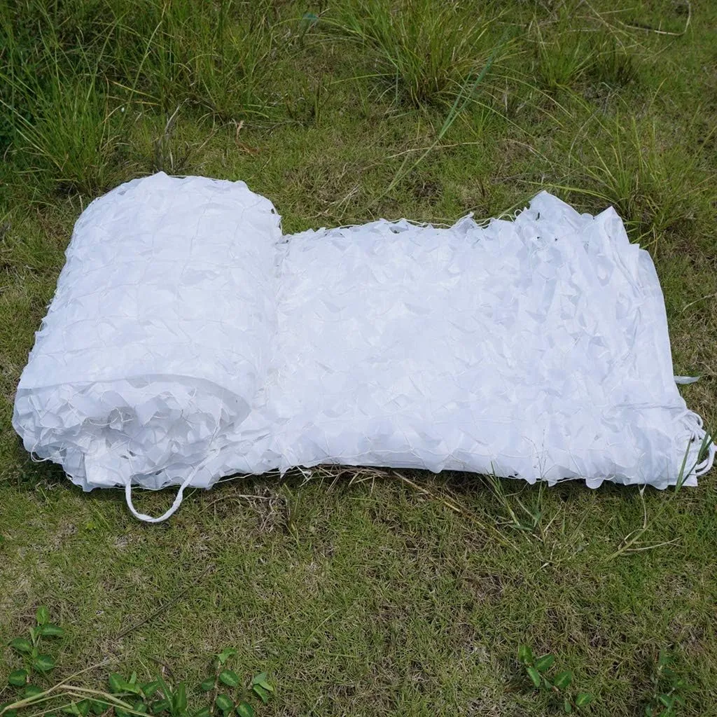 Military Camouflage Netting Oxford Polyester Reinforced UV Resistant Shade White Camo Net for Sunscreen Nets Camping Shooting Hunting Military Theme Party Decorations