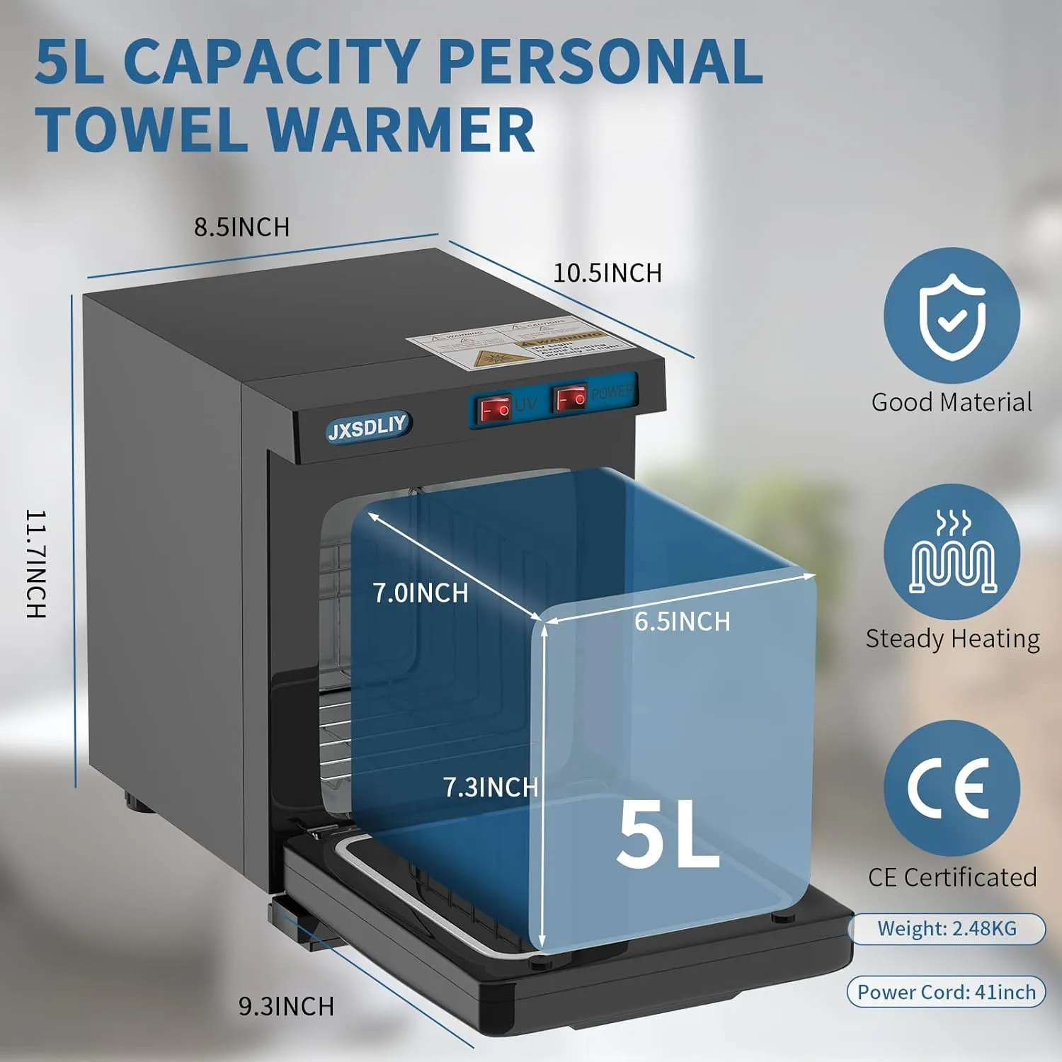 Mini 5L Small Hot Towel Warmer for Spa Home Salon Esthetician 2-in-1 Personal Hot Towel Cabinet Spa Towel Warmer for Facials, Fast Heating Towel Heater Towel Steamer
