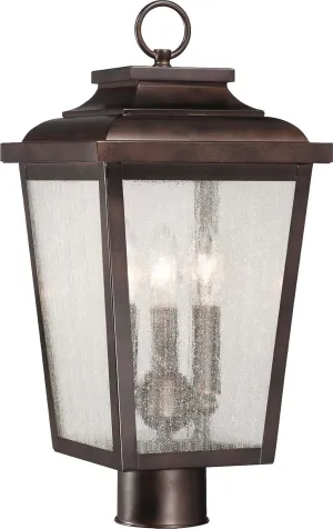 Minka Lavery 72176-189 Irvington Manor Outdoor Seeded Glass Post Lights Aluminum Exterior Post Lantern, 3-Light 180 Total Watts, 18" H x 9" W, Chelesa Bronze