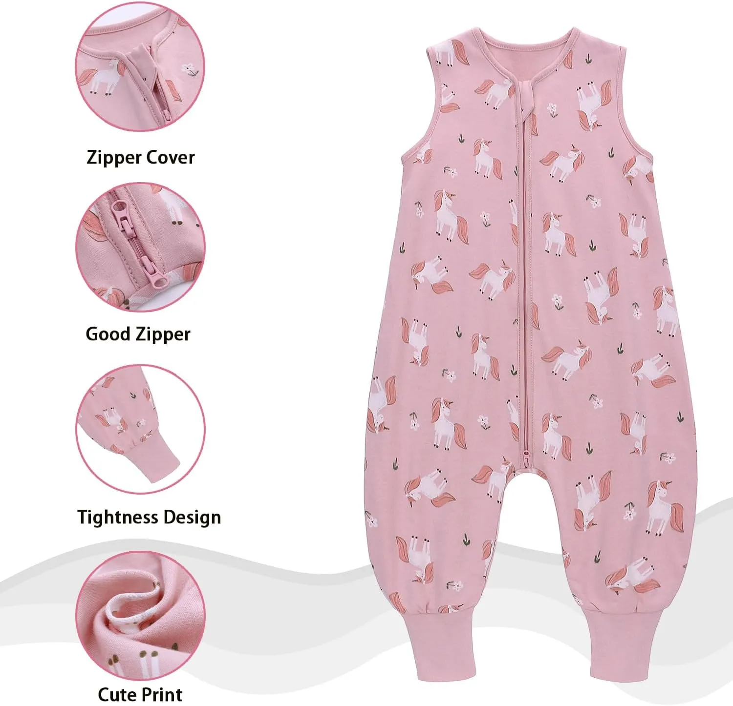 Miracle Baby Sleep Sack with Feet, 1.0 TOG Toddler Sleep Sack with Legs Sleeveless Sleep Sack Bag for Early Walkers