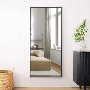 MIRUO Full Length Wall / Floor Mirror - Dressing / Make Up Mirror for Bathroom / Bedroom / Living / Dining / Entry, Black, 47" x 22"