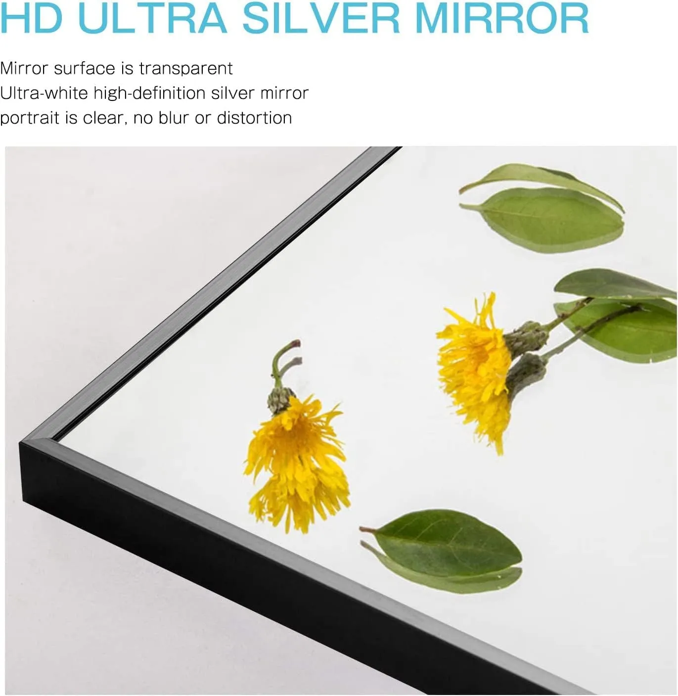 MIRUO Full Length Wall / Floor Mirror - Dressing / Make Up Mirror for Bathroom / Bedroom / Living / Dining / Entry, Black, 47" x 22"