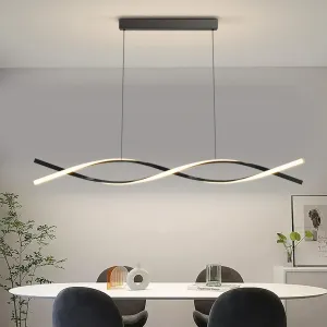 Modern Pendant Lights Fixture, 57in Aluminum LED Chandelier with Remote Control Dimmable 3000k-6000K Color Temperature, Island Lighting Lamp for Kitchen, Dining Room, Billiard Room