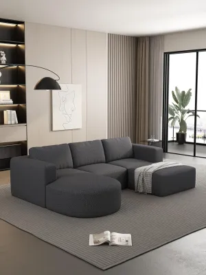 Modular Sectional Sofa Sleeper Couch, Convertible U Shaped Set with Chaise and Ottoman, Dark Grey