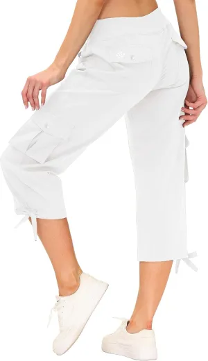 MoFiz Women's Cargo Capris Hiking Pants Lightweight Quick Dry Outdoor Athletic Travel Casual Loose Comfy Cute Pockets