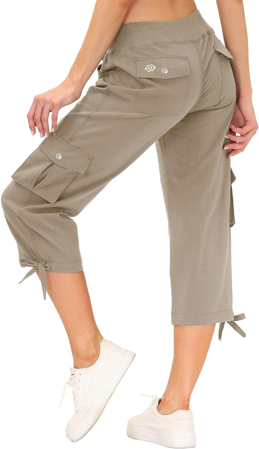 MoFiz Women's Cargo Capris Hiking Pants Lightweight Quick Dry Outdoor Athletic Travel Casual Loose Comfy Cute Pockets