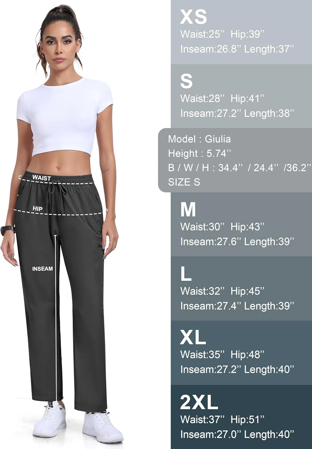 MoFiz Women's Hiking Cargo Pants Lightweight Joggers Elastic Waist Athletic Outdoor Sweatpants Casual Travel Pant with Pocket