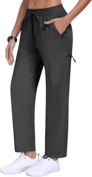 MoFiz Women's Hiking Cargo Pants Lightweight Joggers Elastic Waist Athletic Outdoor Sweatpants Casual Travel Pant with Pocket
