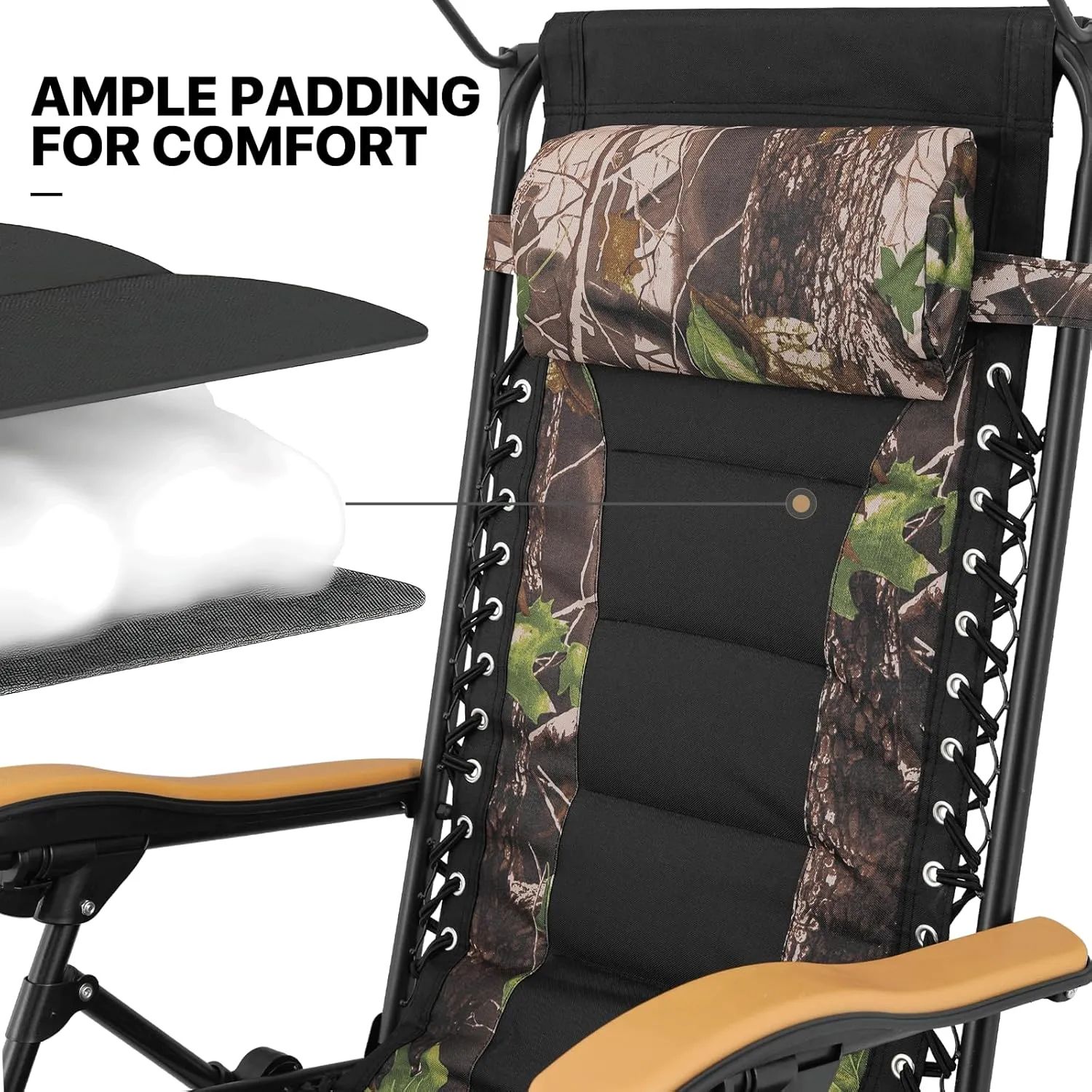 MoNiBloom Zero Gravity Chairs Set of 2, Patio Anti Gravity Recliners with Canopy Shade, Foldable Outdoor Lounger with Cup Holder Tray and Headrest for Beach Camping