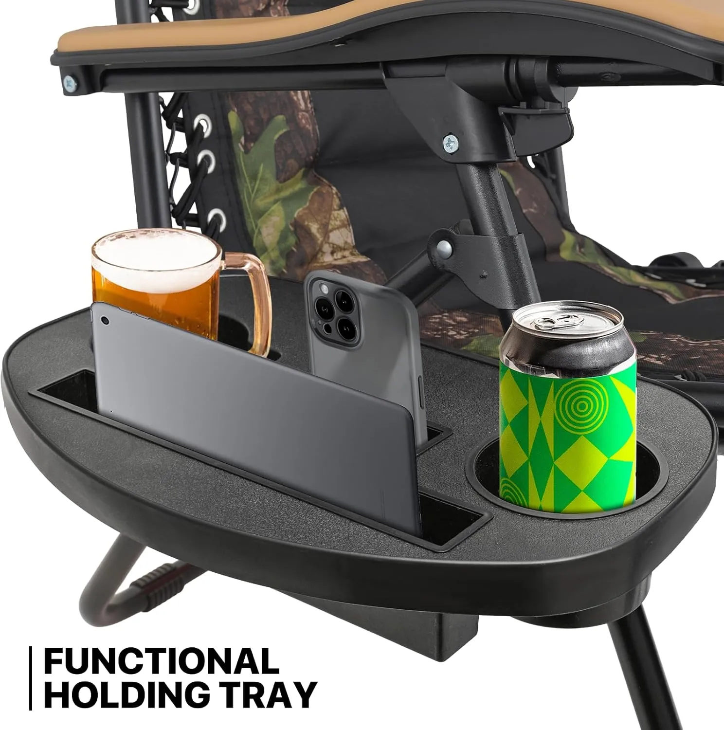 MoNiBloom Zero Gravity Chairs Set of 2, Patio Anti Gravity Recliners with Canopy Shade, Foldable Outdoor Lounger with Cup Holder Tray and Headrest for Beach Camping