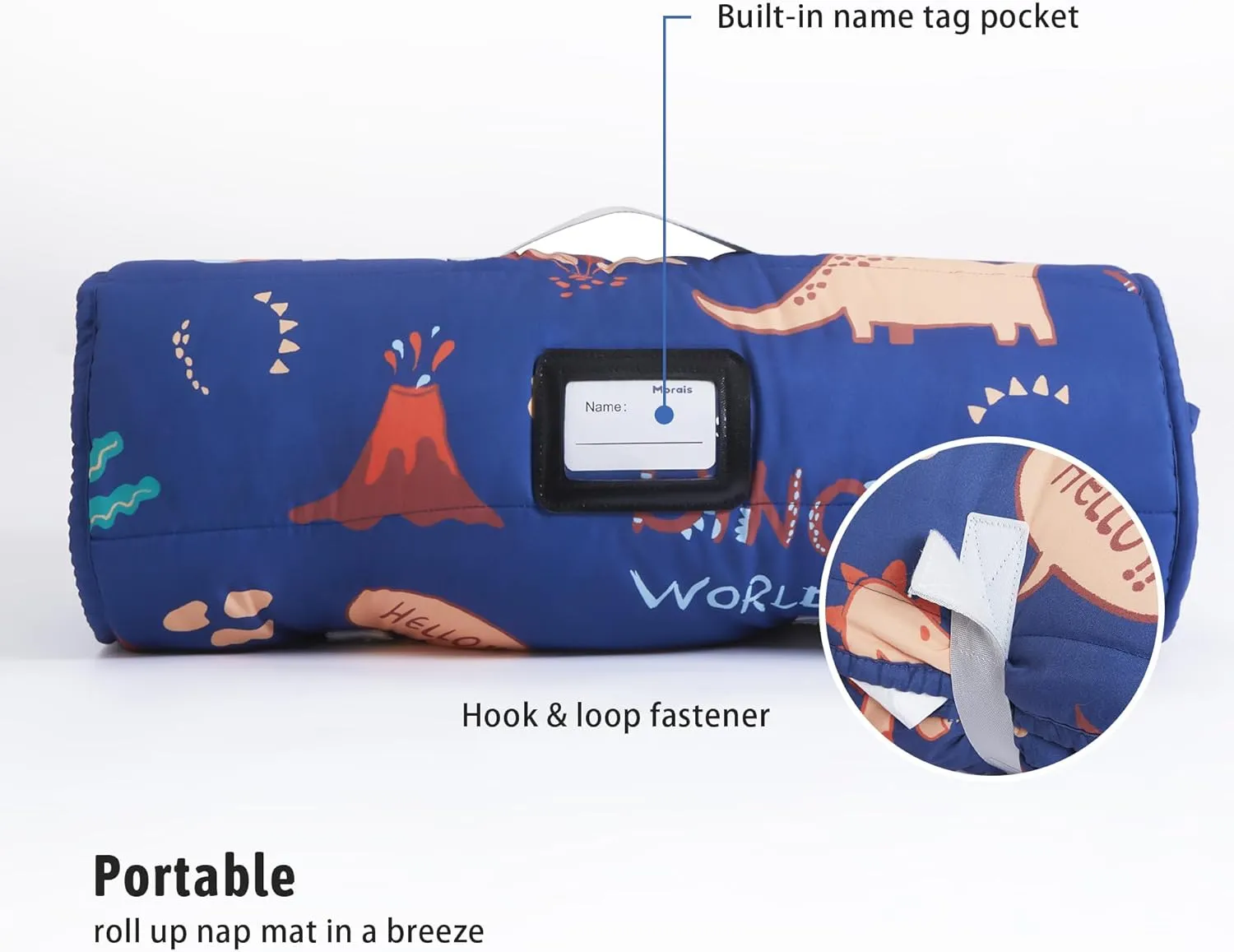 MORAIS Toddler Nap Mat with Removable Pillow and Blanket, 52" x 20" Lightweight and Soft Nap Mat for Preschool, Daycare, Travel Sleeping Bags for Kids