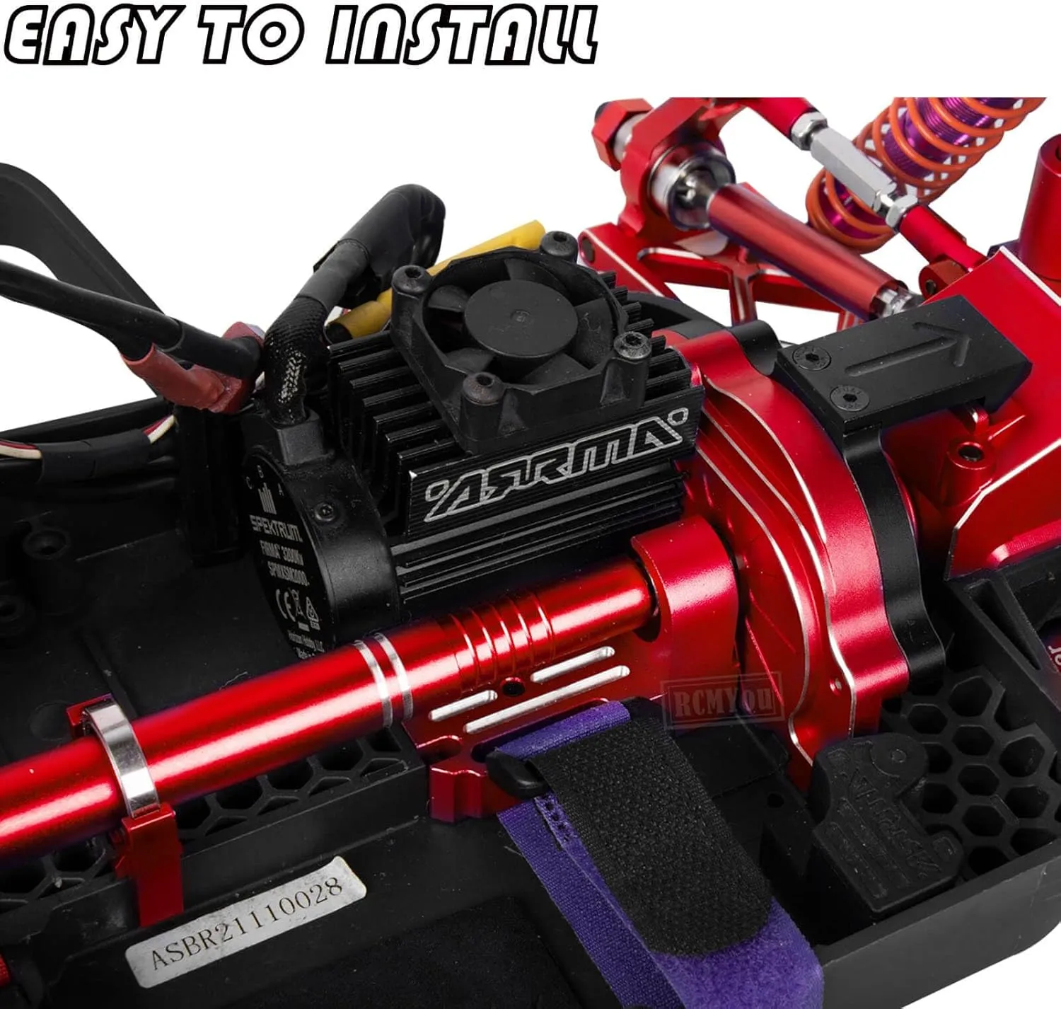 Motor Mount Gear Cover Upgrades Part for 1/10 Granite/Senton/Vorteks 3S BLX & Mega 550:1/8 Infraction/Typhon 3S BLX & Mega 550,Aluminum Motor Mount Gear Cover Hops Up,Red