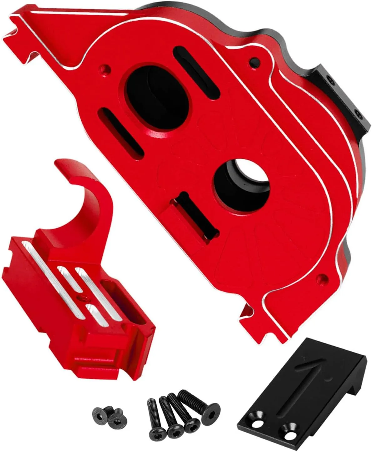 Motor Mount Gear Cover Upgrades Part for 1/10 Granite/Senton/Vorteks 3S BLX & Mega 550:1/8 Infraction/Typhon 3S BLX & Mega 550,Aluminum Motor Mount Gear Cover Hops Up,Red