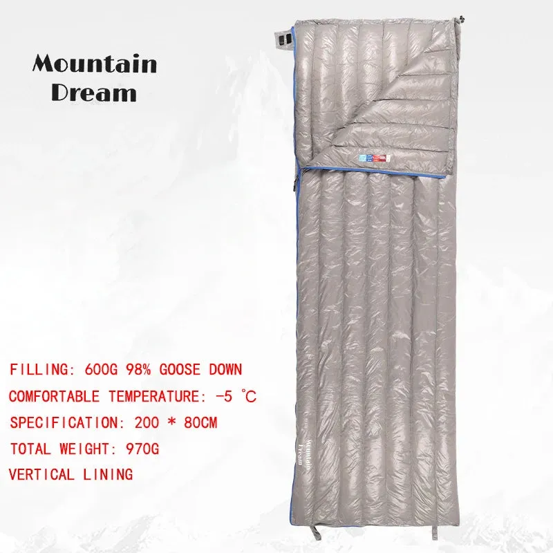Mountaindream Outdoor camping hiking portable envelope 90% goose down 200*73 sleeping bag 3 seasons warm