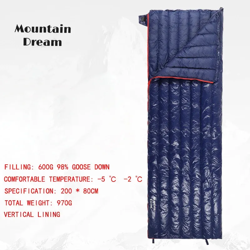 Mountaindream Outdoor camping hiking portable envelope 90% goose down 200*73 sleeping bag 3 seasons warm