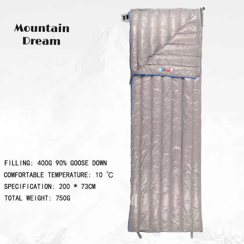 Mountaindream Outdoor camping hiking portable envelope 90% goose down 200*73 sleeping bag 3 seasons warm