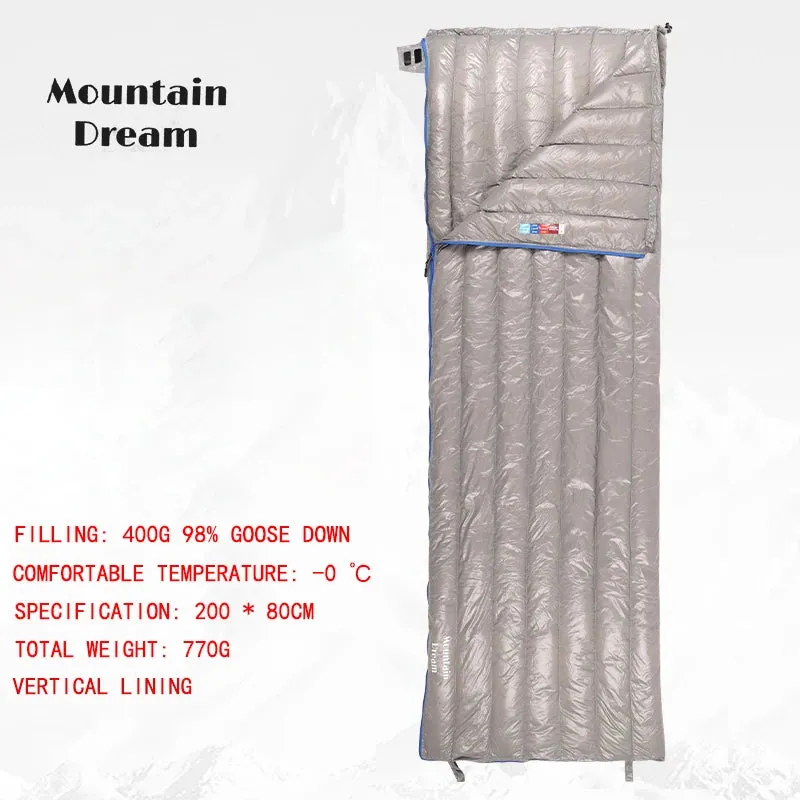 Mountaindream Outdoor camping hiking portable envelope 90% goose down 200*73 sleeping bag 3 seasons warm