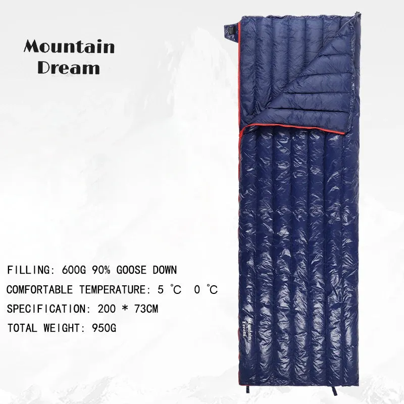 Mountaindream Outdoor camping hiking portable envelope 90% goose down 200*73 sleeping bag 3 seasons warm