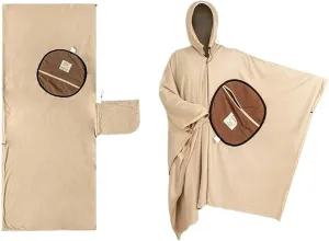 Multi-Purpose Wearable Fleece Sleeping Bag for Outdoor Camping and Travel - Warm Shaker Cape for Adults(Cream)