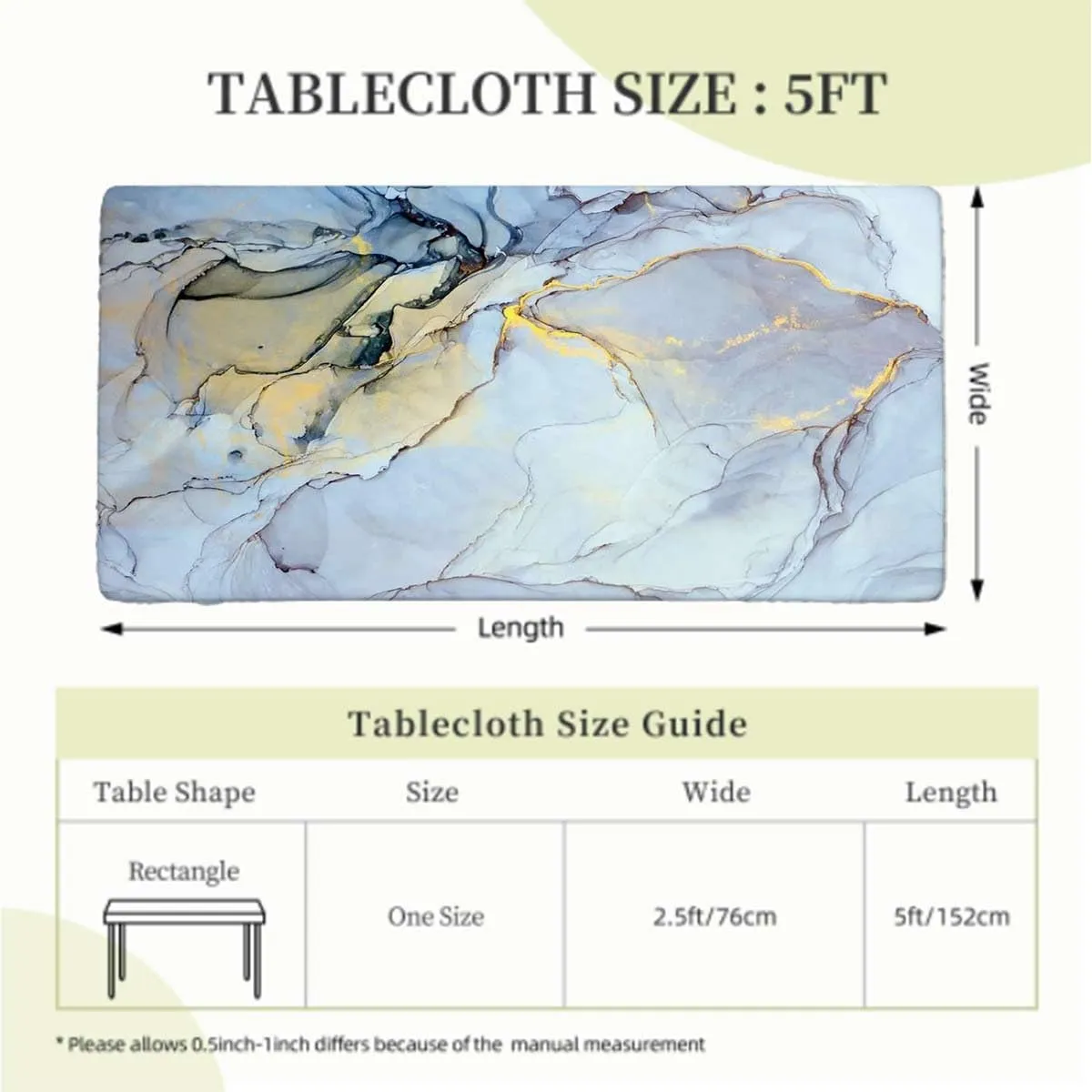 Multicolor Fitted Tablecloth Abstract Color Formation Wavy Elastic Fitted Tablecloth Waterproof Wipeable Marble Fits up 5 Foot Tables