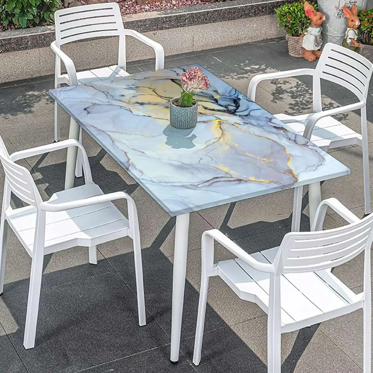 Multicolor Fitted Tablecloth Abstract Color Formation Wavy Elastic Fitted Tablecloth Waterproof Wipeable Marble Fits up 5 Foot Tables