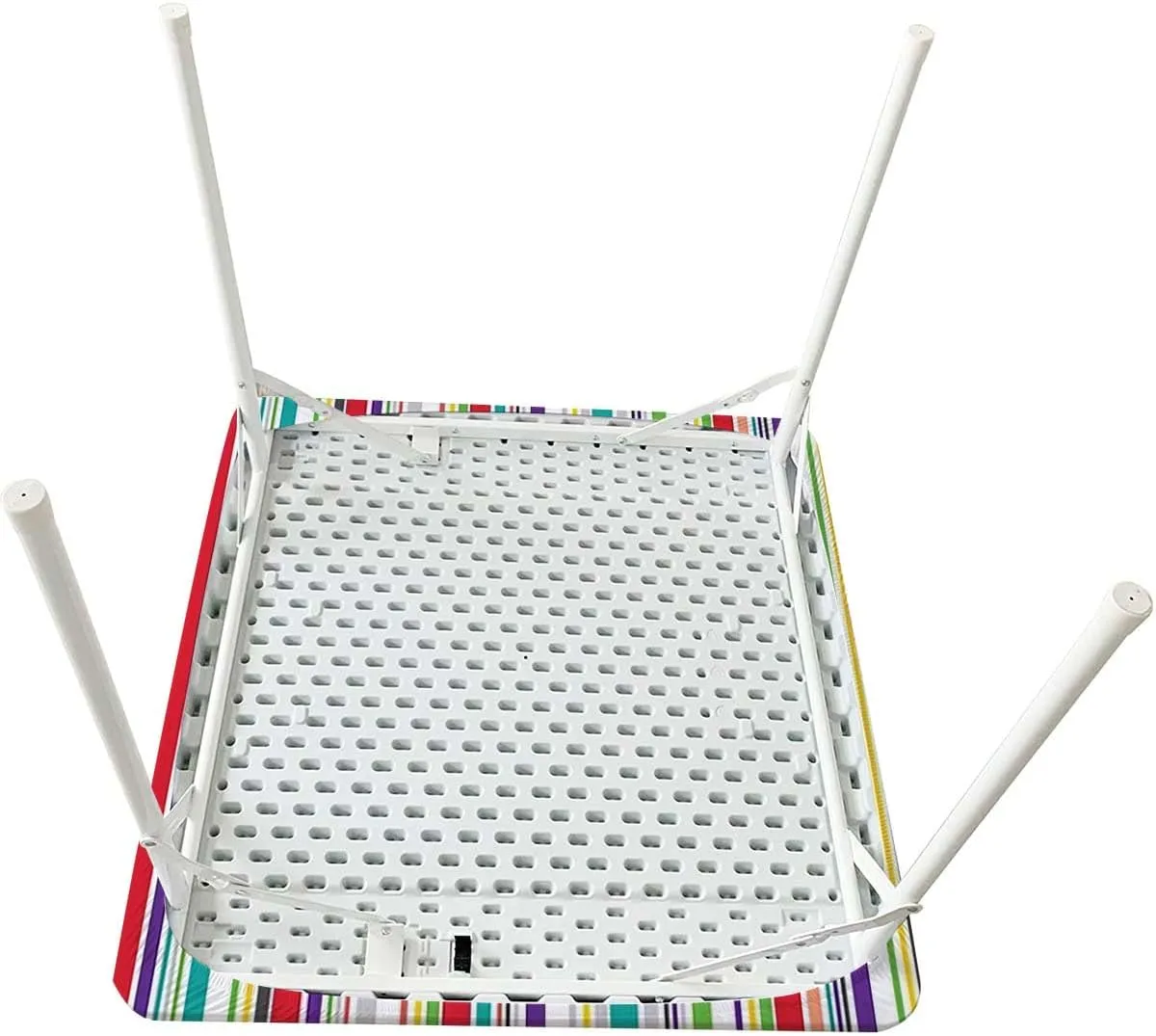 Multicolor Rectangle Elastic Fitted Tablecloth Colorful Horizontal Stripes and Lines Fitted Rectangular Table Cloth with Elastic Rim Abstract Fits up 5 Foot Tables