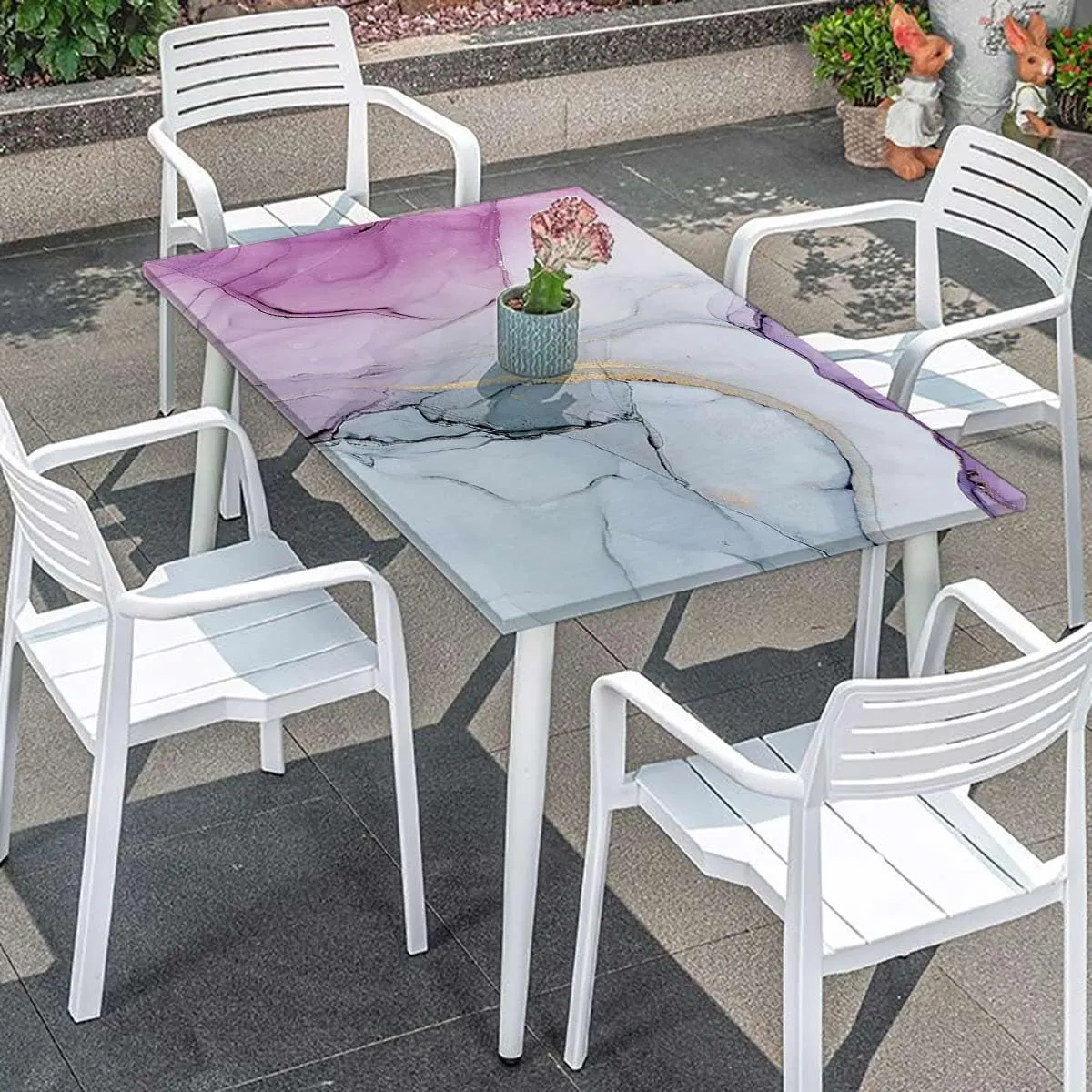 Multicolor Tablecloth for Folding Table Cloudy Hazy Crack Lines Dining Room Table- Machine Washable Table Cover Protector Blue Purple Marble Fits up 4 Foot Tables