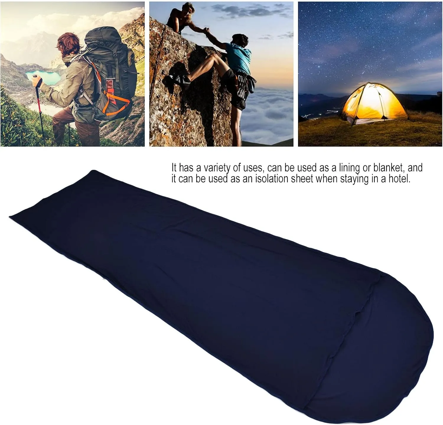 Multifunctional Elastic Sleeping Liner, Skin Friendly Comfortable and Breathable, to Carry with Storage, Versatile Use for Camping Hiking Backpacking,