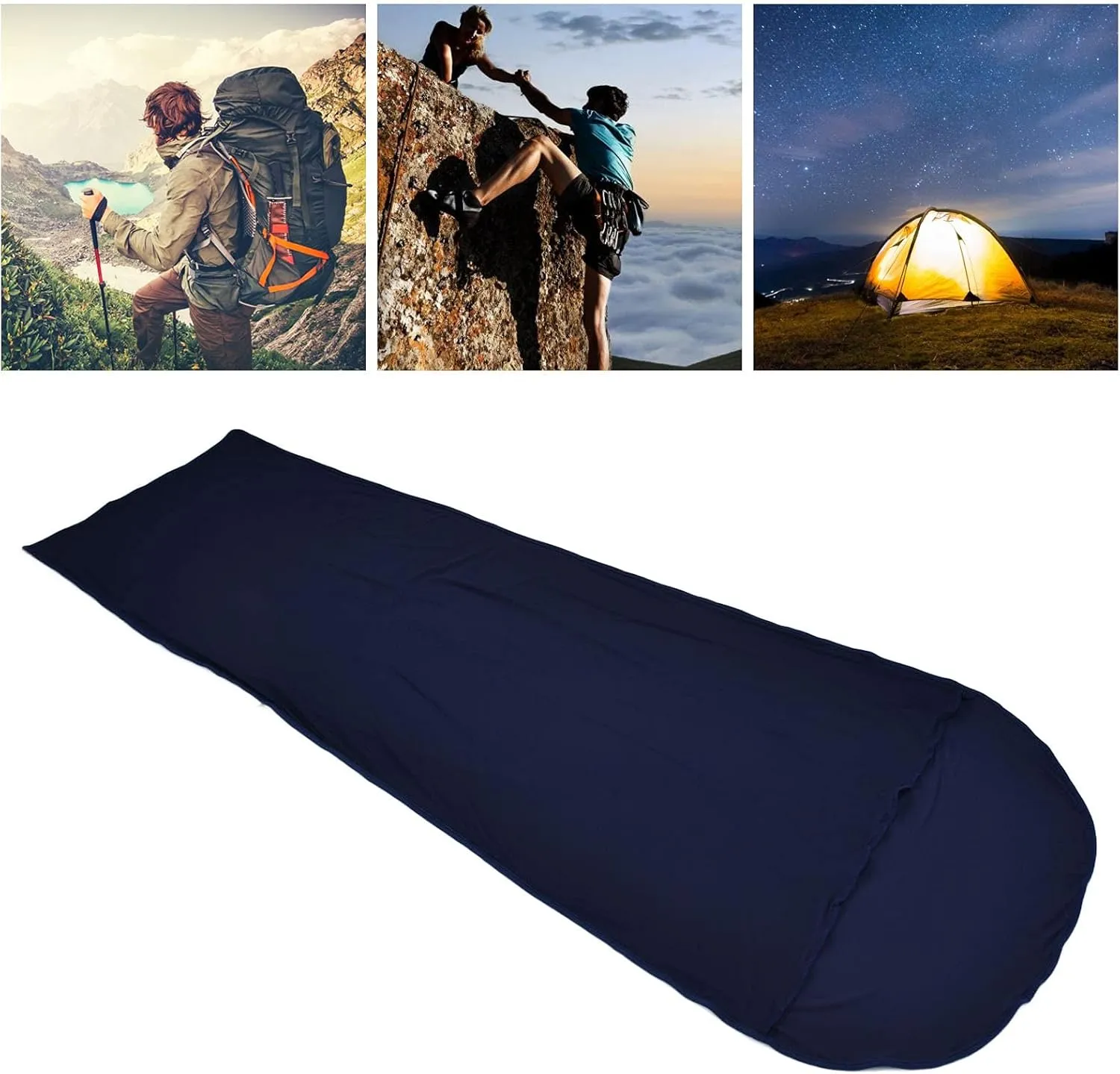 Multifunctional Elastic Sleeping Liner, Skin Friendly Comfortable and Breathable, to Carry with Storage, Versatile Use for Camping Hiking Backpacking,