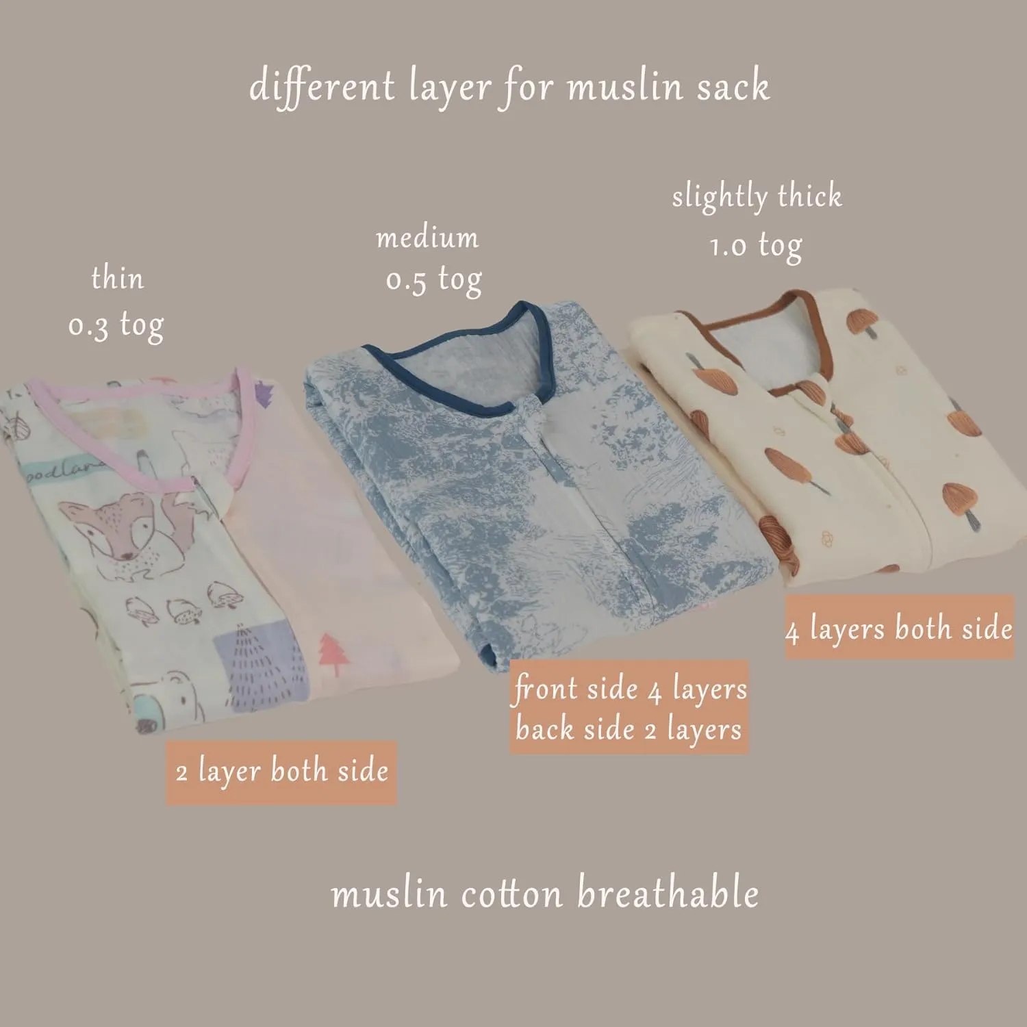 Muslin Toddler Sleep Sack 3-5T, Breathable 0.5 TOG Cotton Wearable Blanket for Kids, Lightweight Sleeveless Blue Baby Sleeping Bag with 4-Layer Front & 2-Layer Back, All Season Soft Sleep Sack