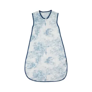 Muslin Toddler Sleep Sack 3-5T, Breathable 0.5 TOG Cotton Wearable Blanket for Kids, Lightweight Sleeveless Blue Baby Sleeping Bag with 4-Layer Front & 2-Layer Back, All Season Soft Sleep Sack