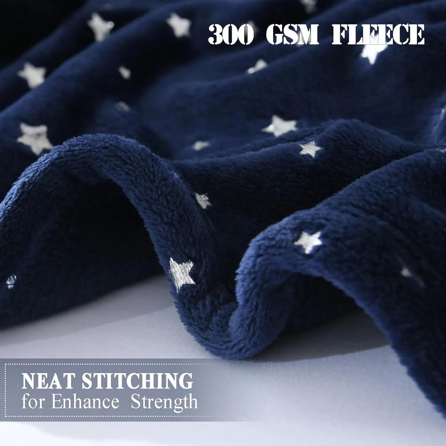 NANPIPER Throw Blanket, Ultra Soft Thick Microplush Bed Blanket, All Season Premium Fluffy Microfiber Fleece Throw for Sofa Couch Throw (50"x65", Navy Blue)
