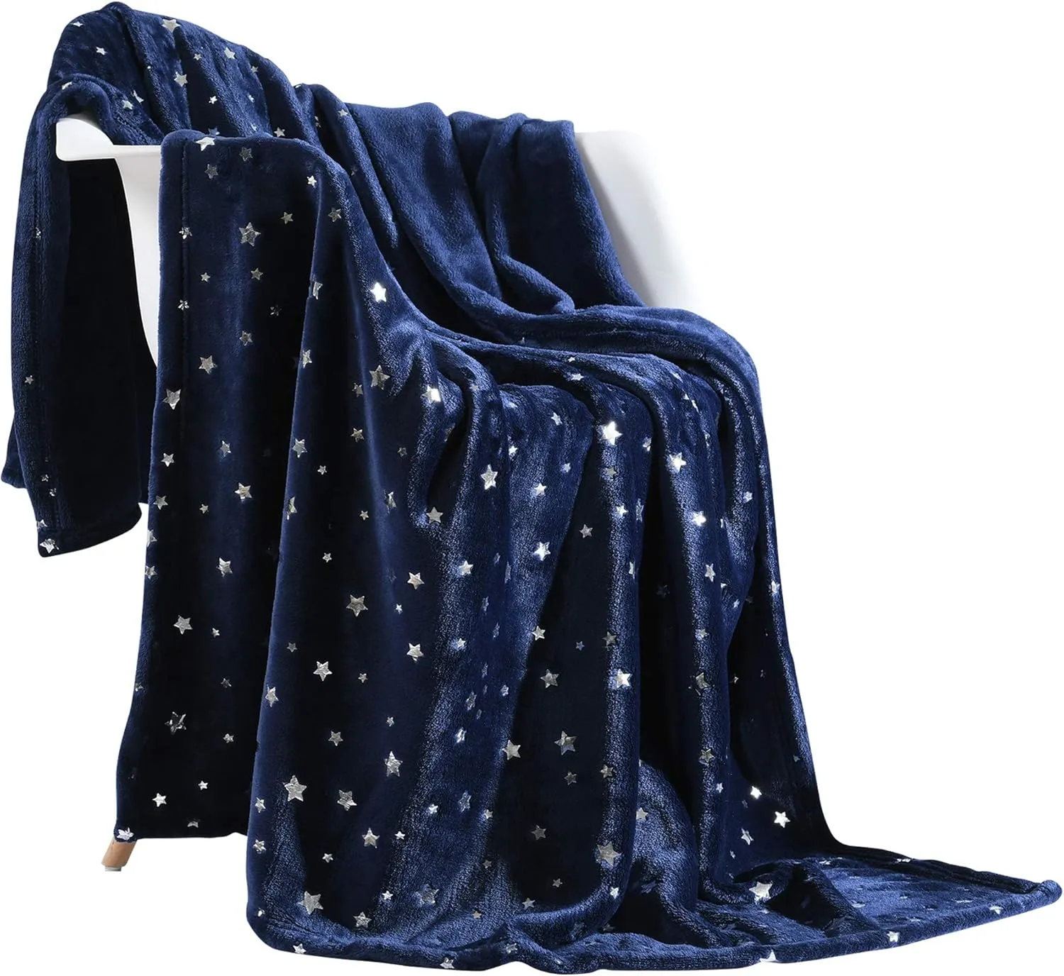NANPIPER Throw Blanket, Ultra Soft Thick Microplush Bed Blanket, All Season Premium Fluffy Microfiber Fleece Throw for Sofa Couch Throw (50"x65", Navy Blue)