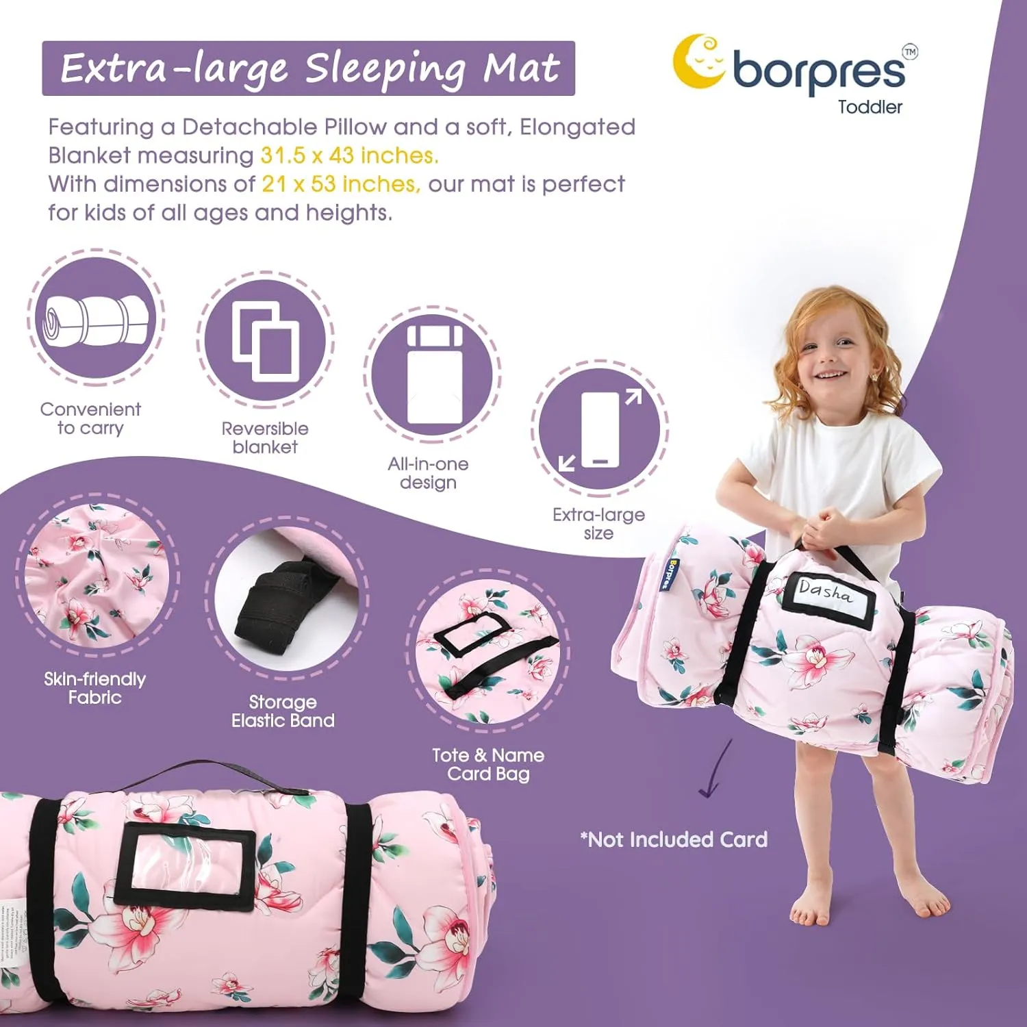 Nap Mat with Pillow Blanket Set: Sleeping Mats for Toddler Kids - Thick Large Roll up Slumber Bag for Daycare Preschool Kindergarten Boys Girls