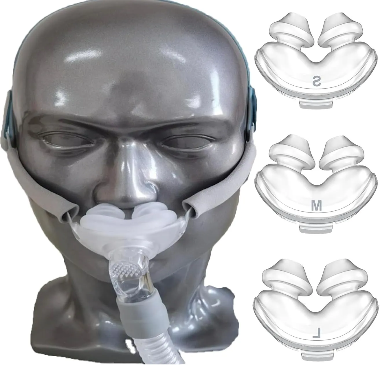 Nasal Pillow Replacement Kit, Nose Pillows Frame System Assembly, Small, Medium, and Large Nose Adapter Nasal Pillows Cushion
