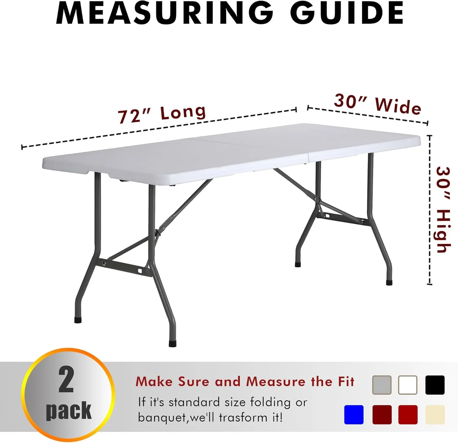 Nasitos 2 Pack Aqua 6ft Table Cloth Fitted-Open Back Folding Table Cover Washable Fabric and Wrinkle Resistant Table Cloth for Trade Show, Book Fair, Career Fair, Convention, Events